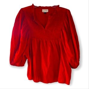 Lantern Sleeve Rouched Blouse